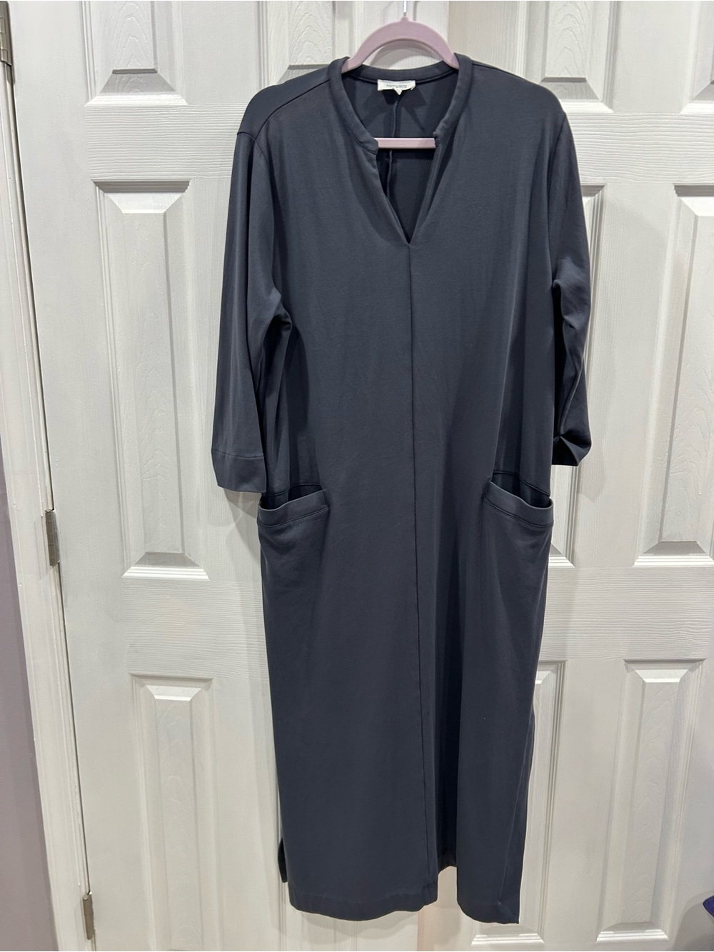 Haven Well Within Cotton Charcoal Gray Maxi Dress with Pockets